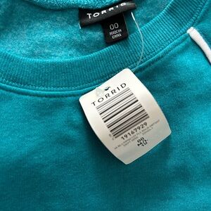 Torrid Aqua Crewneck Sweater